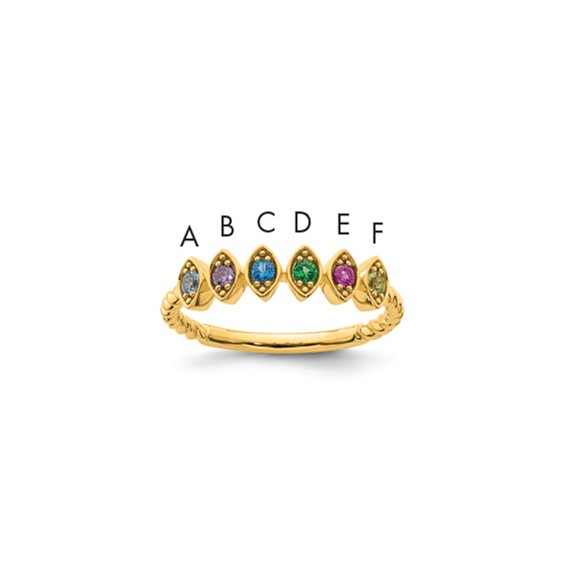 14k 6 Genuine Birthstone Mother's Ring