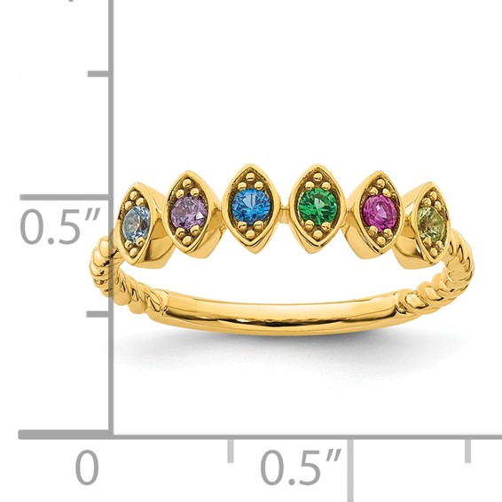 14k 6 Genuine Birthstone Mother's Ring