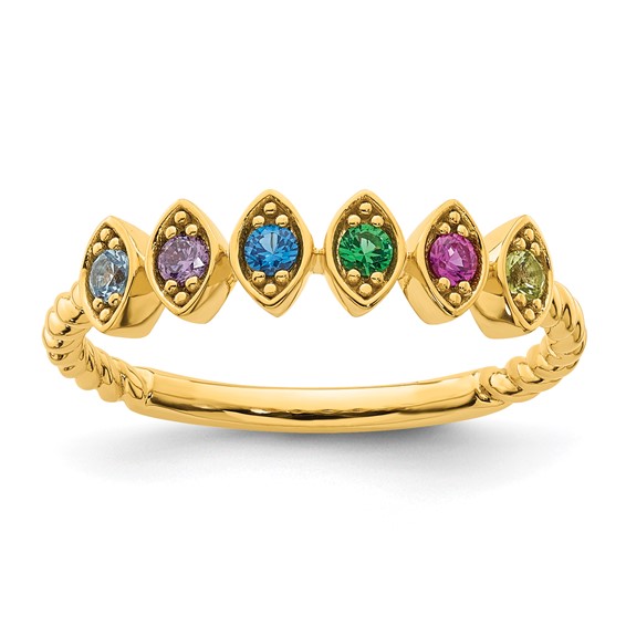 14k 6 Genuine Birthstone Mother's Ring