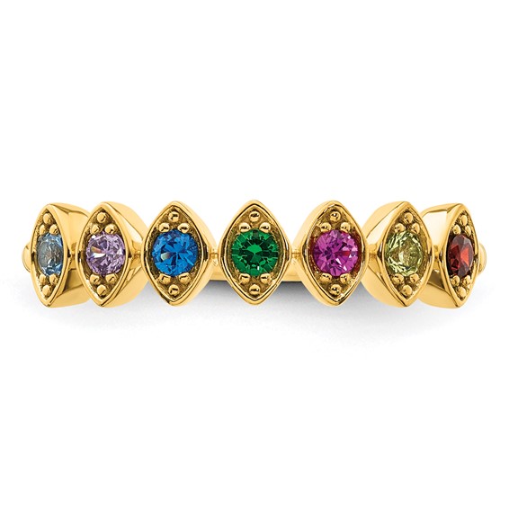 14k 7 Synthetic Birthstone Mother's Ring