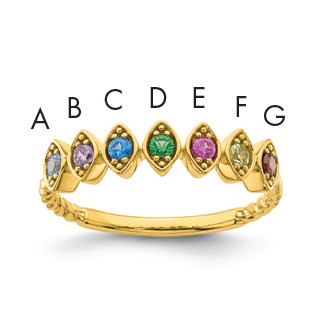 14k 7 Synthetic Birthstone Mother's Ring