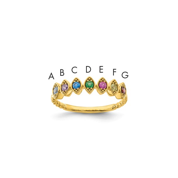 14k 7 Synthetic Birthstone Mother's Ring
