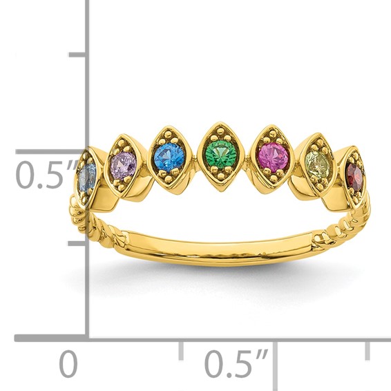 14k 7 Synthetic Birthstone Mother's Ring