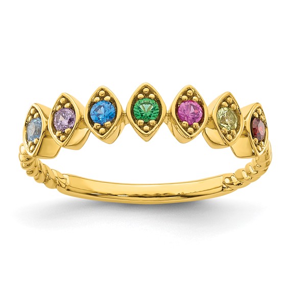 14k 7 Synthetic Birthstone Mother's Ring