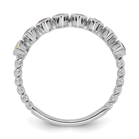 14k White Gold 8 Genuine Birthstone Mother's Ring