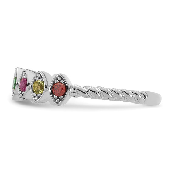 14k White Gold 8 Genuine Birthstone Mother's Ring