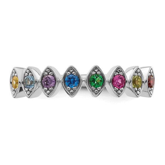 14k White Gold 8 Genuine Birthstone Mother's Ring