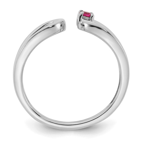 14k White Gold 1 Synthetic Birthstone Mother's Wrap Ring