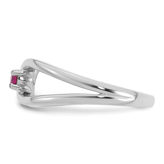 14k White Gold 1 Synthetic Birthstone Mother's Wrap Ring