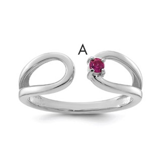 14k White Gold 1 Synthetic Birthstone Mother's Wrap Ring