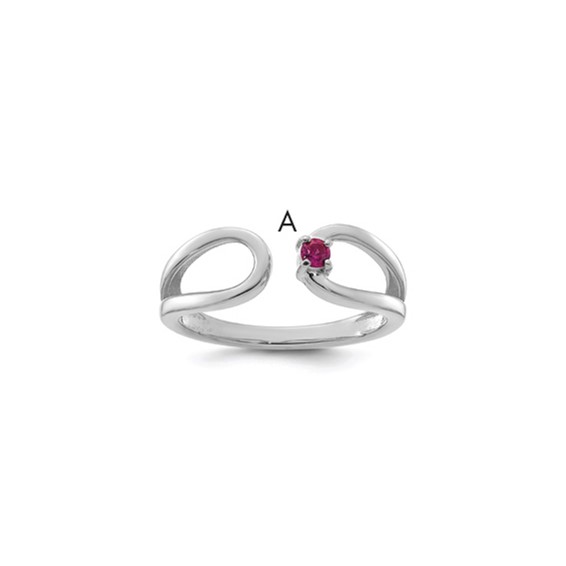 14k White Gold 1 Synthetic Birthstone Mother's Wrap Ring