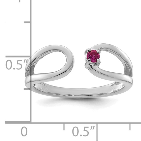 14k White Gold 1 Synthetic Birthstone Mother's Wrap Ring