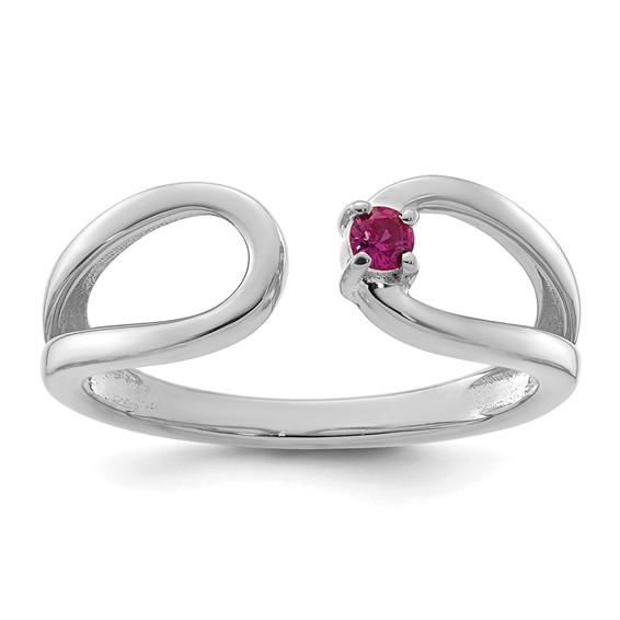 14k White Gold 1 Synthetic Birthstone Mother's Wrap Ring