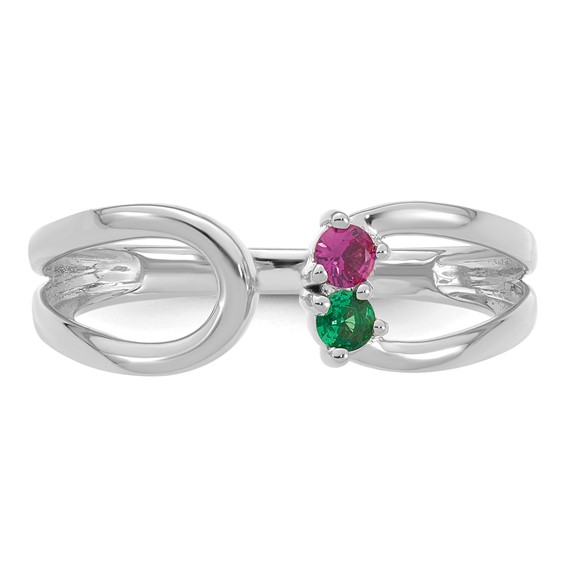 14k White Gold 2 Birthstone Mother's Wrap Ring Mounting