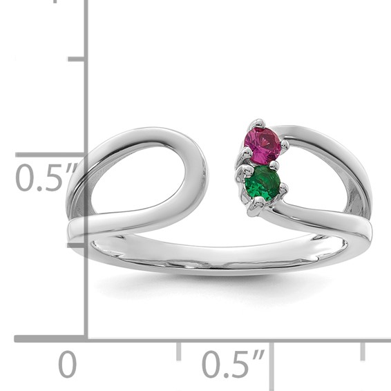 14k White Gold 2 Birthstone Mother's Wrap Ring Mounting