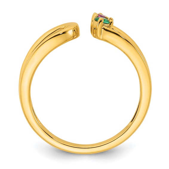 14k 2 Synthetic Birthstone Mother's Wrap Ring