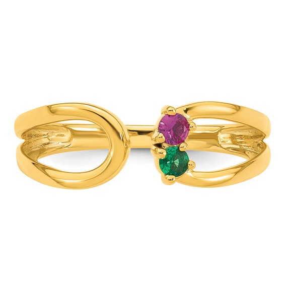 14k 2 Synthetic Birthstone Mother's Wrap Ring