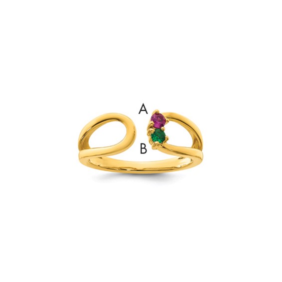 14k 2 Synthetic Birthstone Mother's Wrap Ring