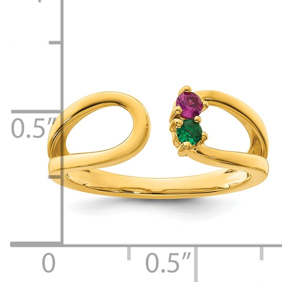 14k 2 Synthetic Birthstone Mother's Wrap Ring