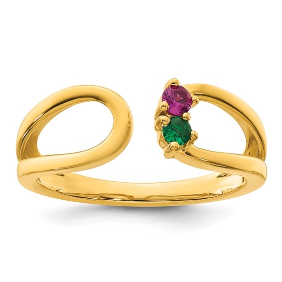 14k 2 Synthetic Birthstone Mother's Wrap Ring