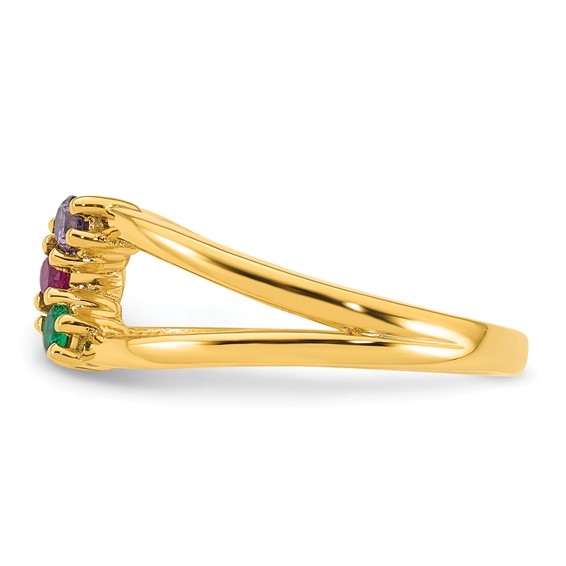 14k 3 Genuine Birthstone Mother's Wrap Ring