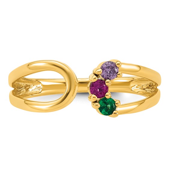 14k 3 Genuine Birthstone Mother's Wrap Ring