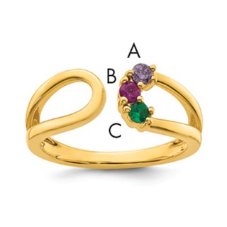 14k 3 Genuine Birthstone Mother's Wrap Ring