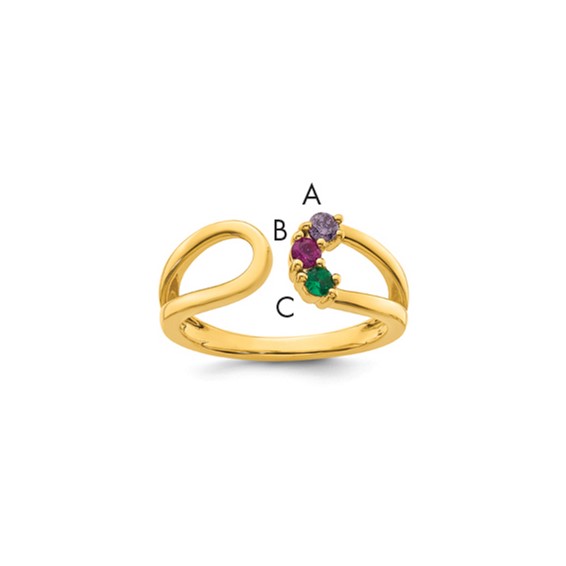 14k 3 Genuine Birthstone Mother's Wrap Ring
