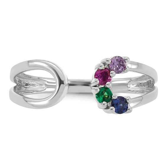 14k White Gold 4 Birthstone Mother's Wrap Ring Mounting