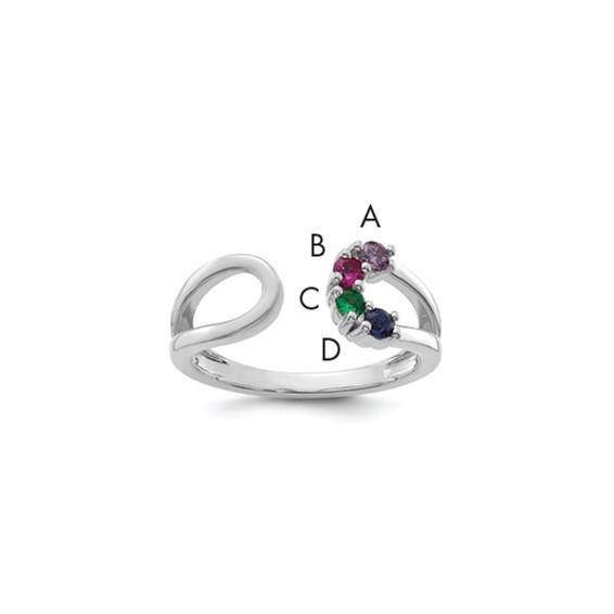14k White Gold 4 Birthstone Mother's Wrap Ring Mounting