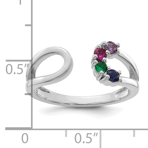 14k White Gold 4 Birthstone Mother's Wrap Ring Mounting