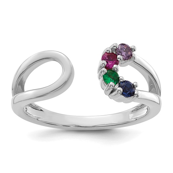 14k White Gold 4 Birthstone Mother's Wrap Ring Mounting