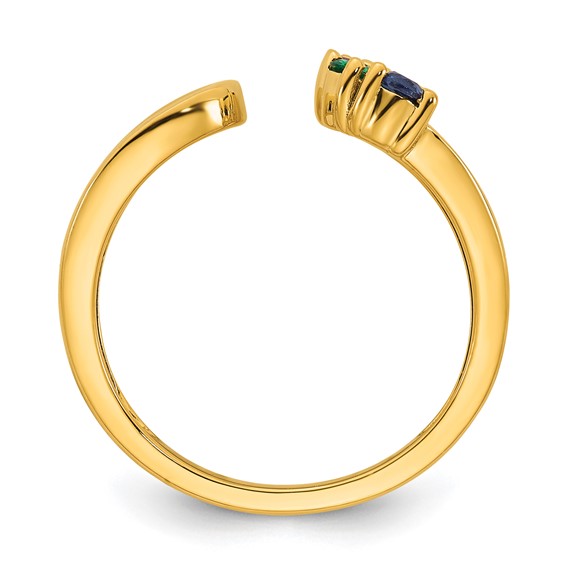 14k 4 Synthetic Birthstone Mother's Wrap Ring