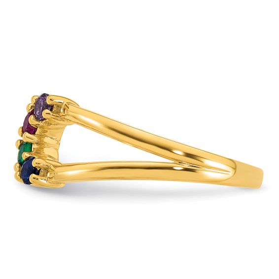 14k 4 Synthetic Birthstone Mother's Wrap Ring