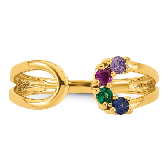 14k 4 Synthetic Birthstone Mother's Wrap Ring