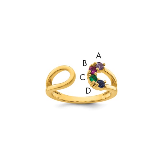 14k 4 Synthetic Birthstone Mother's Wrap Ring