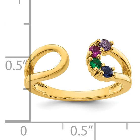 14k 4 Synthetic Birthstone Mother's Wrap Ring