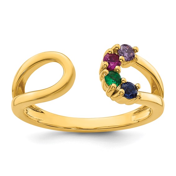 14k 4 Synthetic Birthstone Mother's Wrap Ring