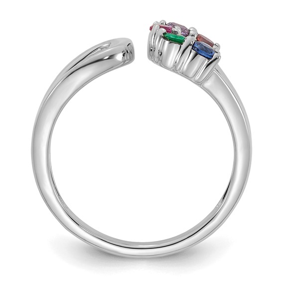14k White Gold 5 Synthetic Birthstone Mother's Wrap Ring