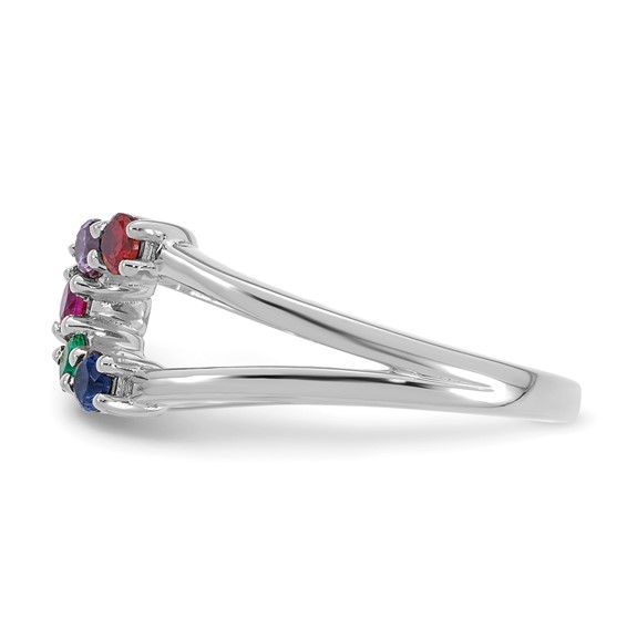 14k White Gold 5 Synthetic Birthstone Mother's Wrap Ring