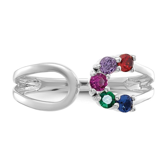 14k White Gold 5 Synthetic Birthstone Mother's Wrap Ring