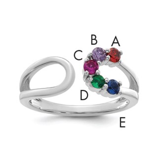 14k White Gold 5 Synthetic Birthstone Mother's Wrap Ring