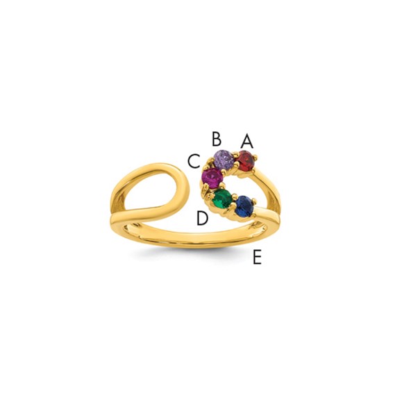 14k 5 Birthstone Wrap Mother's Ring Mounting