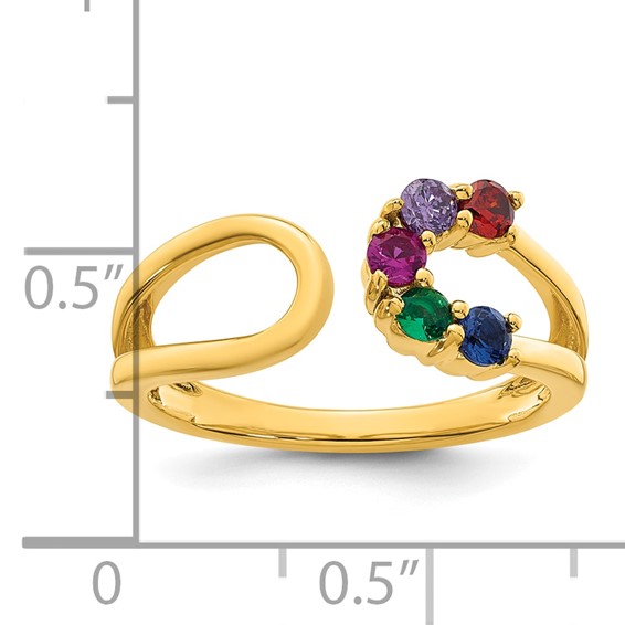 14k 5 Birthstone Wrap Mother's Ring Mounting