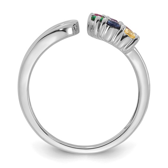 14k White Gold 6 Genuine Birthstone Mother's Wrap Ring