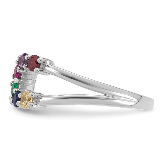 14k White Gold 6 Genuine Birthstone Mother's Wrap Ring