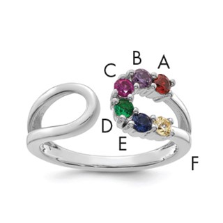 14k White Gold 6 Genuine Birthstone Mother's Wrap Ring