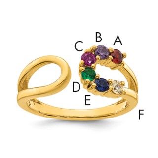 14k 6 Synthetic Birthstone Mother's Wrap Ring