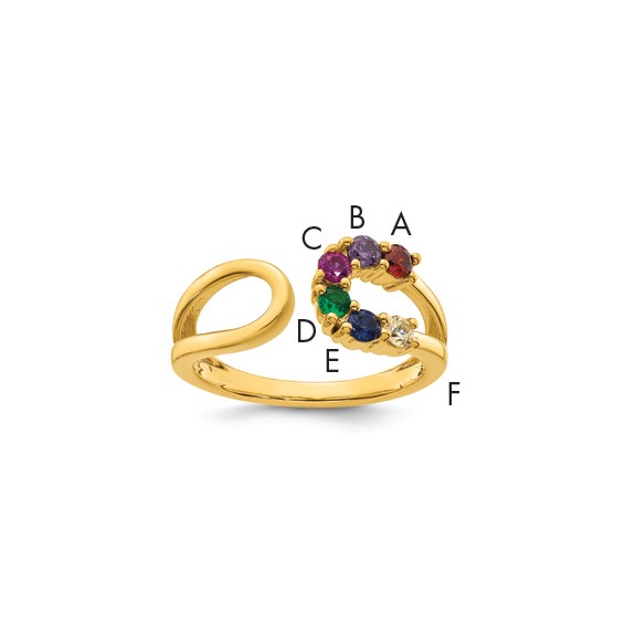 14k 6 Birthstone Wrap Mother's Ring Mounting