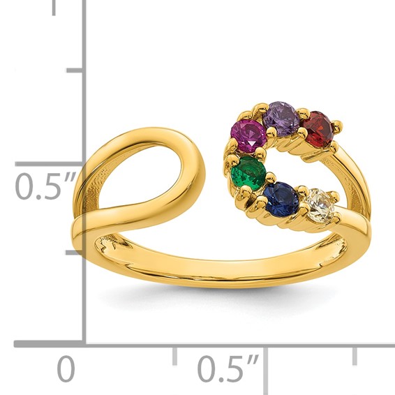 14k 6 Birthstone Wrap Mother's Ring Mounting